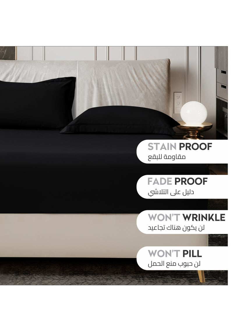 Donetella Bedding Fitted Sheet - Fits 120x200 Cm Bed For Twin Bed 2 Pcs (1 Fitted Sheet and 1 Pillowcase) - 30 Cm Deep Pocket - Solid Bed Sheet  - Image 4