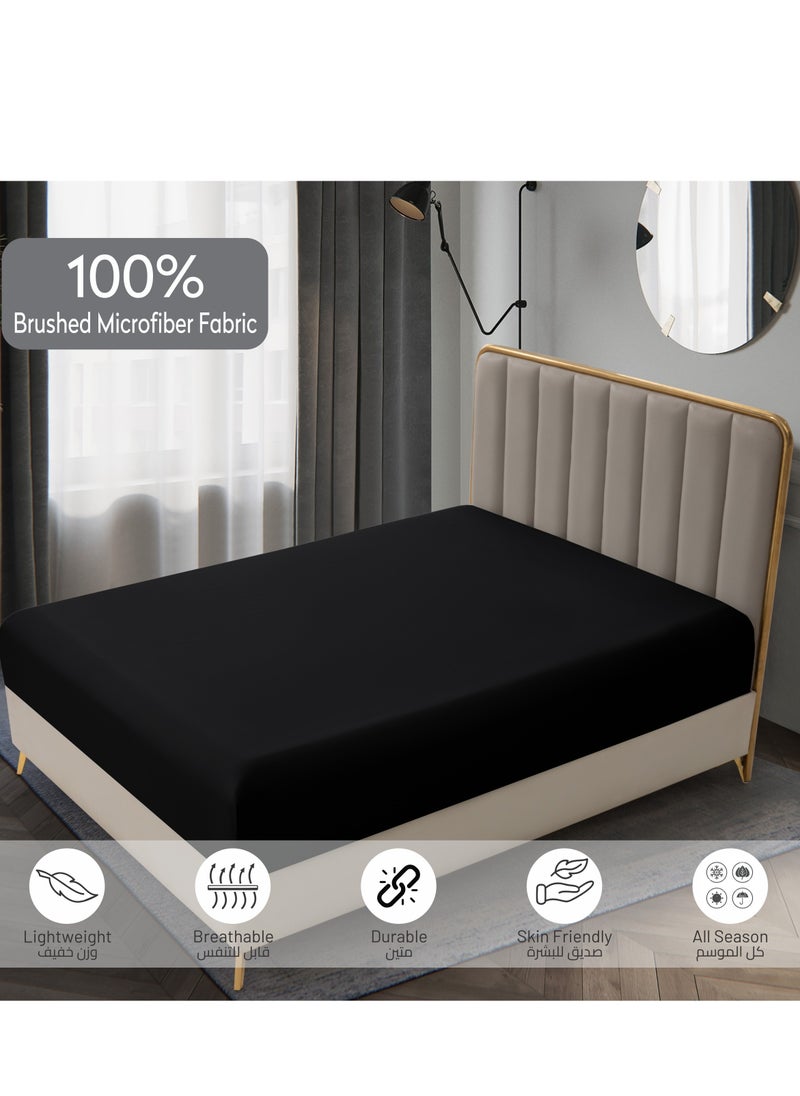 Donetella Bedding Fitted Sheet - Fits 120x200 Cm Bed For Twin Bed 2 Pcs (1 Fitted Sheet and 1 Pillowcase) - 30 Cm Deep Pocket - Solid Bed Sheet  - Image 5