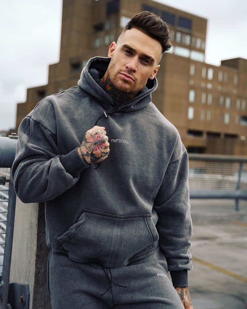 Generic Muscle Mens Sports Sweater Mens Autumn New Fitness Casual Hooded Pullover Loose Training Clothing Trend Dark gray 