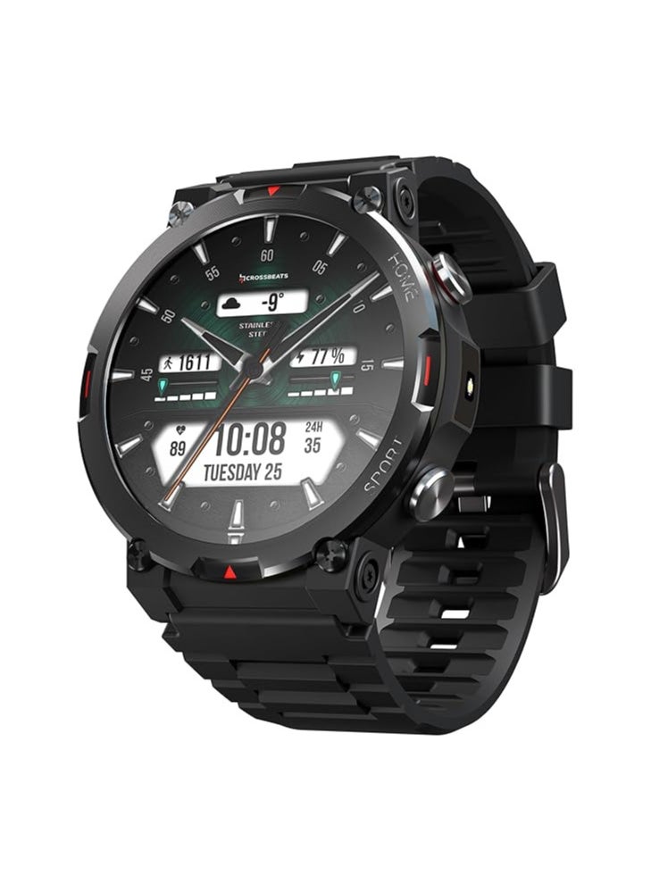 Crossbeats CrossBeats Everest 2.0 Smart Watch for Men 1.43" True AMOLED, Always ON Display Bluetooth Calling Rugged Outdoor with Flash Light Upto 15 Days Battery Life Smartwatch 100+ Sports Mode (Black)  - Image 1