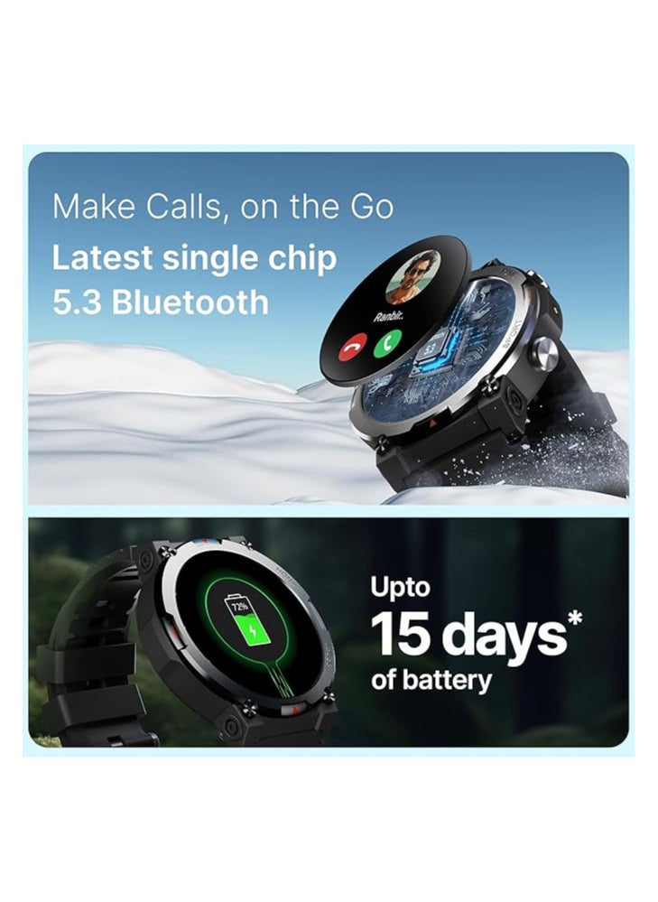 Crossbeats CrossBeats Everest 2.0 Smart Watch for Men 1.43" True AMOLED, Always ON Display Bluetooth Calling Rugged Outdoor with Flash Light Upto 15 Days Battery Life Smartwatch 100+ Sports Mode (Black)  - Image 4