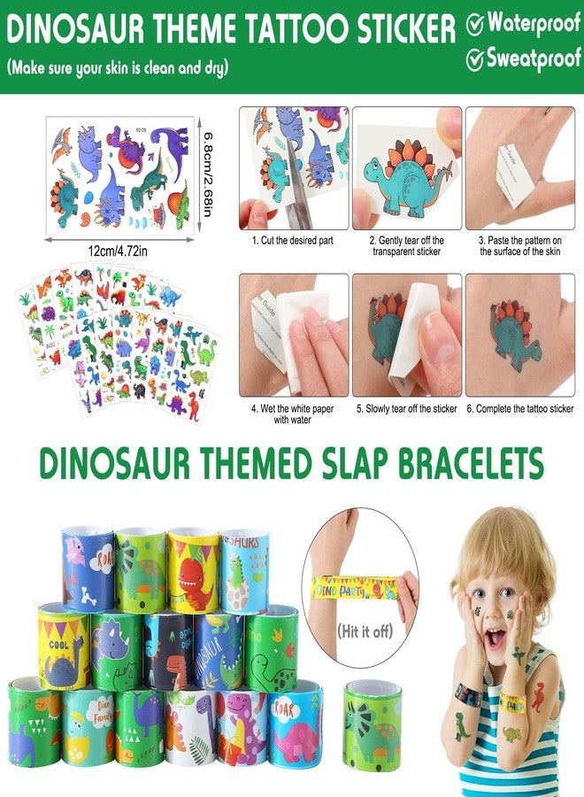 Qilery 267 Pcs Mermaid Party Unicorn Party Dinosaur Party Shark Party Favors Includes Plastic Cup with Lid Straw Keychain Bracelet Ring Stamper Stickers Tag For Party Favors Piñata Filling (Dinosaur) - Image 4