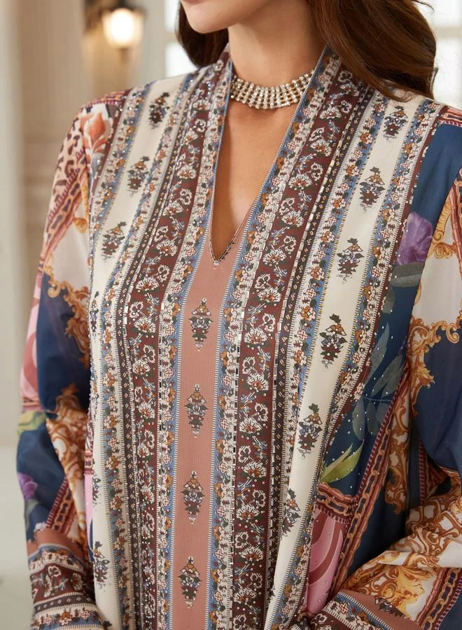 Take Two Women Printed V-Neck A-Line Jalabiya