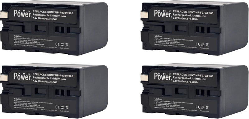 DMK Power NP-F970/F960 Rechargeable Li-Ion Battery, 9800mAh 7.4V 72.5Wh Replacement Battery for LED Video Lights & Monitors, Non-Camera Use Only, 4 Pack - Image 1