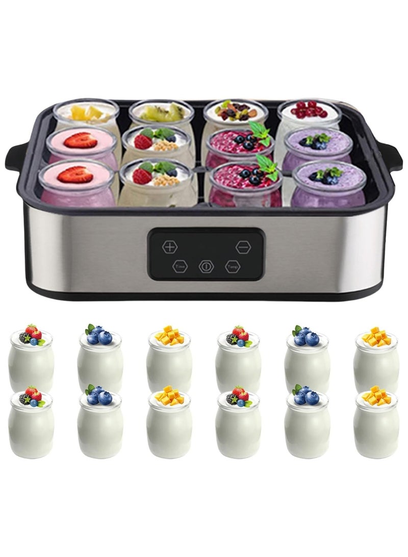 YQLIFE Yogurt Maker - 2160ml Digital Yogurt Maker Machine with 12 Jars Adjustable Temperature 48H Time Control for Fresh Homemade Yogurt Dessert, Led Display Multi-Function Electric Yogurt Machine - Image 1