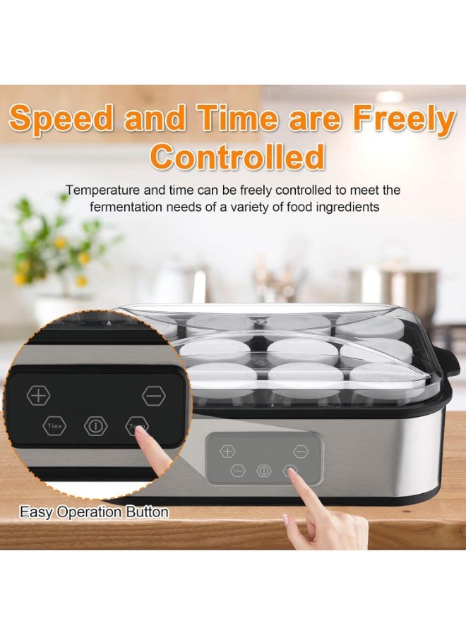 YQLIFE Yogurt Maker - 2160ml Digital Yogurt Maker Machine with 12 Jars Adjustable Temperature 48H Time Control for Fresh Homemade Yogurt Dessert, Led Display Multi-Function Electric Yogurt Machine - Image 3