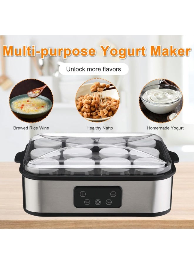 YQLIFE Yogurt Maker - 2160ml Digital Yogurt Maker Machine with 12 Jars Adjustable Temperature 48H Time Control for Fresh Homemade Yogurt Dessert, Led Display Multi-Function Electric Yogurt Machine - Image 5