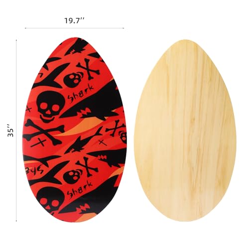 YOJOR Skimboard 35 Inch Skim Boards for Beach Adults Kids High Gloss Coat Wooden Skim Board for Beginners Durable Lightweight Wood Body Board Black Skull - Image 3