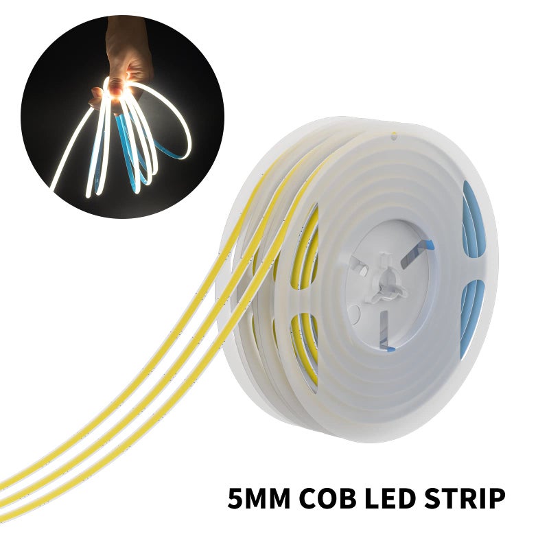 PAUTIX 5mm COB LED Strip Light 16.4ft/5m 2700K Warm White 504 LEDs/m,5000lm CRI90+ Super Bright DC24V Flexible LED Tape for Cabinet Home DIY Lighting Projects(Power Supply Not Included) - Image 2