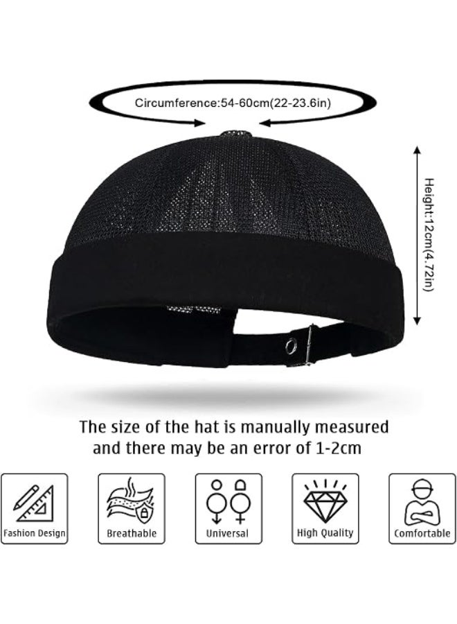 Docker Cap Adjustable Sailor Hat UV Protection Docker Hat Summer Harbour Hat Fishing Hat Unisex Mesh Brimless Rolled Cuff Harbour Beanie Hat - Image 5