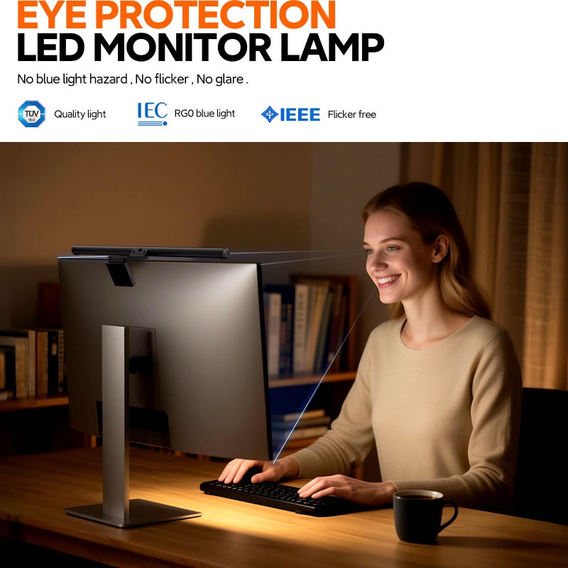 LYMAX Computer Monitor Light Bar with Remote: PC Monitor LED Bar Eye Caring Monitor Led Lights Adjustable Monitor Led Lights Desk Lamp for Home Office Gaming - Image 5