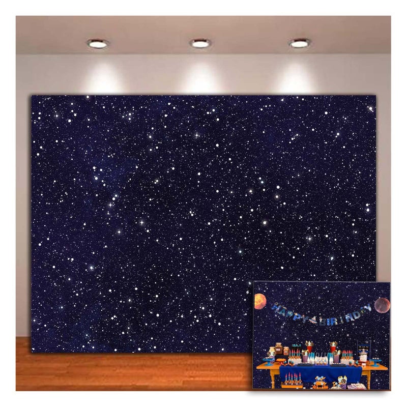 XLL Early 2000s Theme Backdrops Night Sky Star Universe Space Starry Photo Background Galaxy Stars Children Boy or Girl Birthday Party Photography Backdrops Cake Table Banner 7x5ft - Image 1