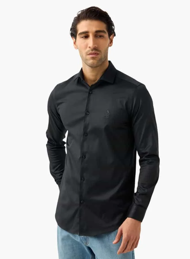 Emperor Emperor Embroidered Shirt with Collar and Long Sleeves
