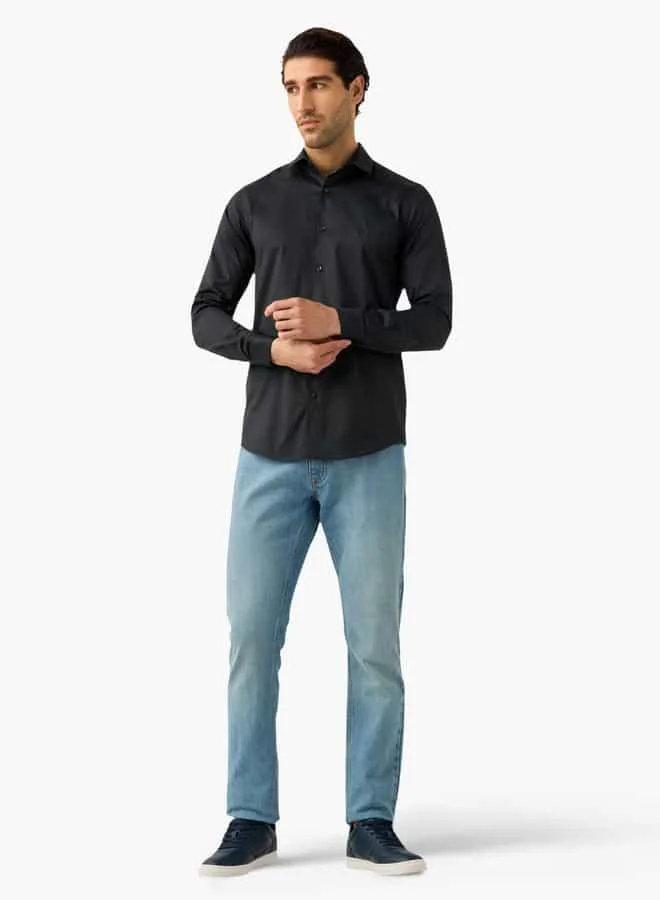 Emperor Emperor Embroidered Shirt with Collar and Long Sleeves