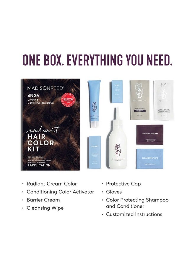 Madison Reed - Madison Reed Radiant Hair Color Kit, Darkest Golden Brown for 100% Gray Coverage, Ammonia-Free, 4NGV Venezia Brown, Permanent Hair Dye, Pack of 1 - Image 1
