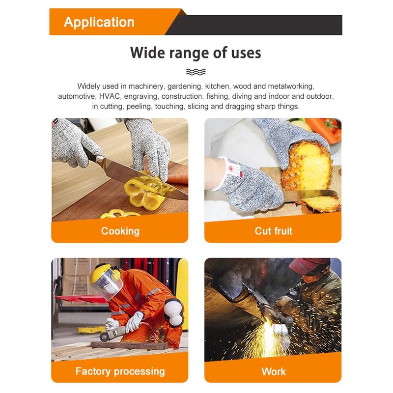 Volo VOLO Cut Resistant Gloves, High Performance Level 5 Protection, Food Grade Kitchen Glove for Hand Safety, Industrial Safety, Cooking, Safety For Yard Work (Free Size)(Spandex;Polyethylene, pack of)  - Image 4