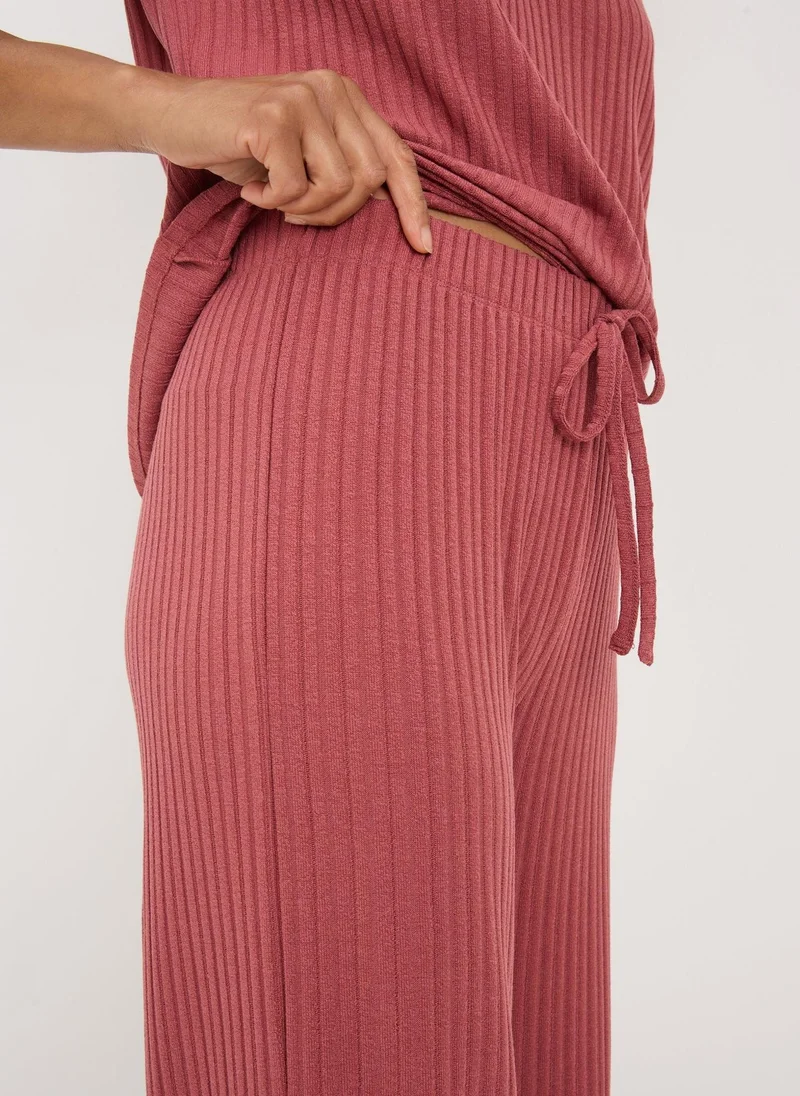 Matalan Pink Co-Ord Ribbed Wide Leg Trousers