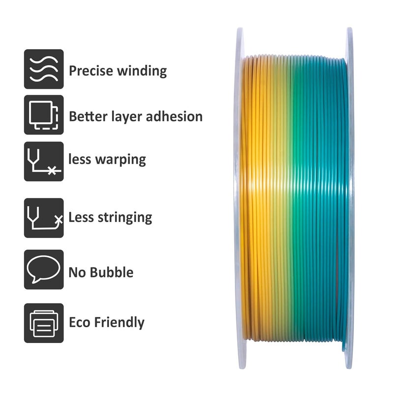 Geeetech Rainbow PLA Filament 1.75mm, 3D Printer Multicolor Filament, Color Changing Filament 1kg (2.2lbs) 1 Spool, Dimensional Accuracy +/- 0.02 mm - Image 5