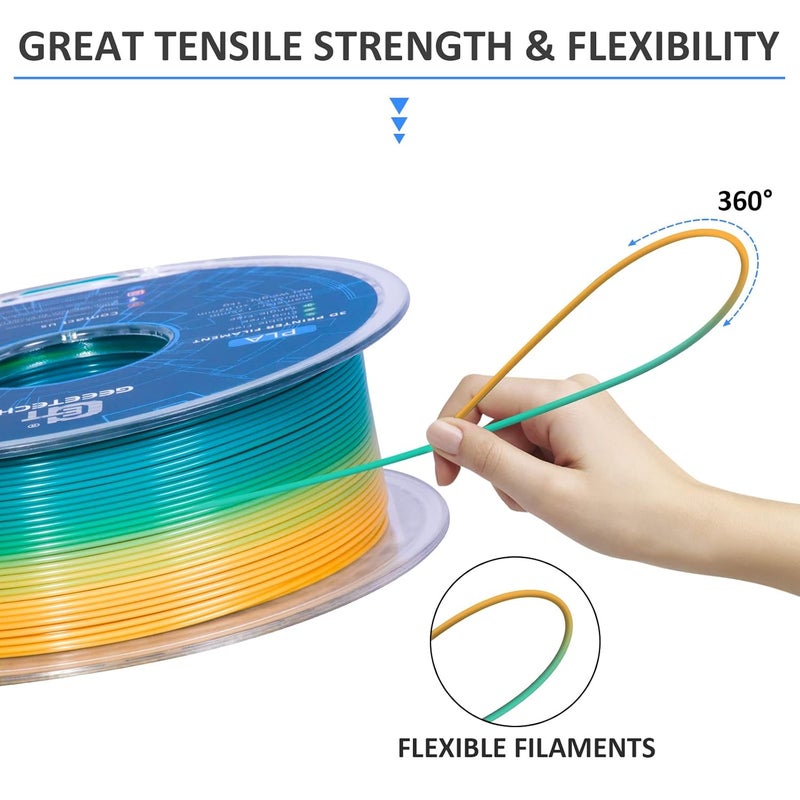 Geeetech Rainbow PLA Filament 1.75mm, 3D Printer Multicolor Filament, Color Changing Filament 1kg (2.2lbs) 1 Spool, Dimensional Accuracy +/- 0.02 mm - Image 4