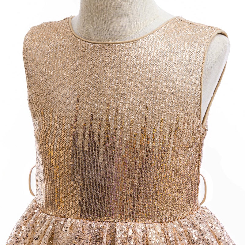 DPKM Flower Girls Sequin Dress Bridesmaid Sparkle Formal Wedding Party Birthday Kids Pageant Princess Prom Ball Gown - Image 5