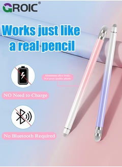GROIC 2PCS Stylus Pens for Touch Screens, Pink/Purple Capacitive Stylus High Precision Pen iPhone/iPad/Tablet Android/Microsoft Surface, Compatible with All Screens  - Image 2