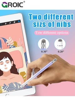 GROIC 2PCS Stylus Pens for Touch Screens, Pink/Purple Capacitive Stylus High Precision Pen iPhone/iPad/Tablet Android/Microsoft Surface, Compatible with All Screens  - Image 3