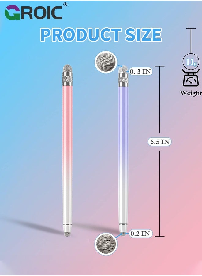 GROIC - 2PCS Stylus Pens for Touch Screens, Pink/Purple Capacitive Stylus High Precision Pen iPhone/iPad/Tablet Android/Microsoft Surface, Compatible with All Screens - Image 1