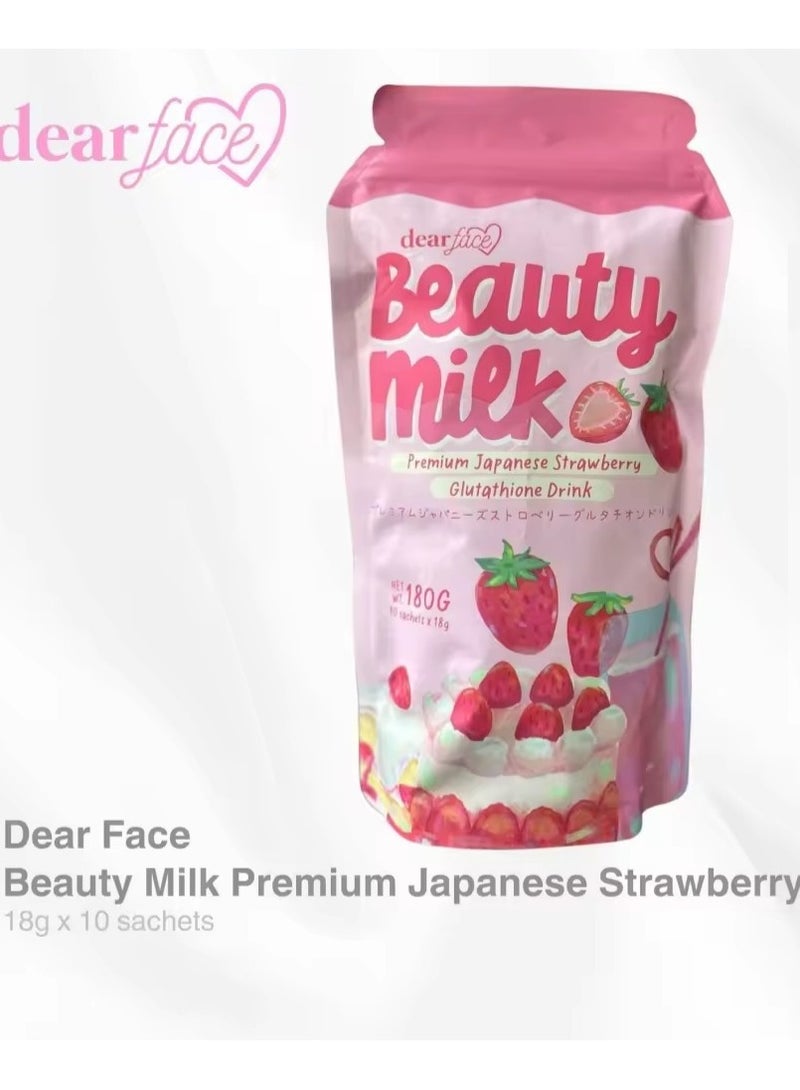 dear face ‏‏Beauty Milk Premium Japanese Strawberry Glutathione Drink 180g - Image 2