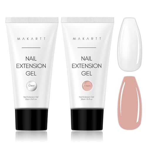 Makartt Poly Nail Gel Set Clear Nude Pink 2PCs 50ML Gel Builder for Extension Natural-Looking Nail Strengthener 3D Diy Hard Gel Manicures Home Salon - Image 1