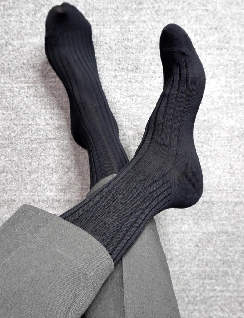 PUJANE Men's Dress Crew Socks 5 Pairs Mens Cotton Calf Business Formal Soft Breathable Athletic Long Sport Socks (Black Size XL) - Image 5