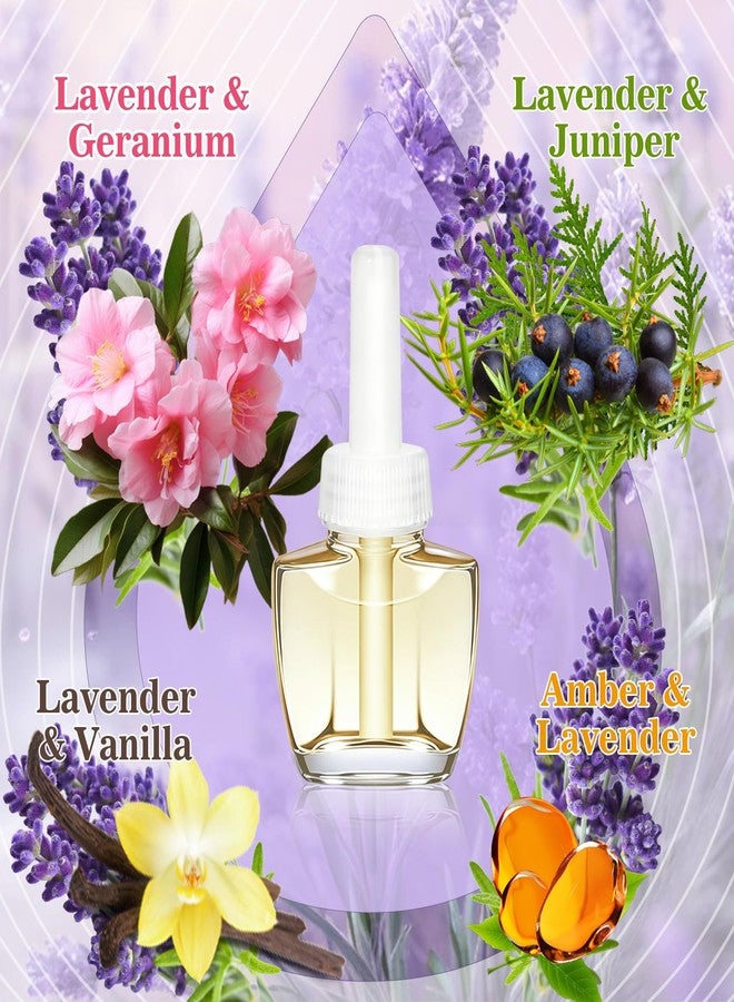 عبوات معطر جو كهربائي للمنزل، بروائح صيفية من اللافندر والغرنوقي، واللافندر والعرعر، واللافندر والفانيليا، واللافندر العنبري، للحمام، 8 عبوات، 5.28 أونصة سائلة، متوافقة مع معطرات الجو من إير ويك وجليد - Image 3