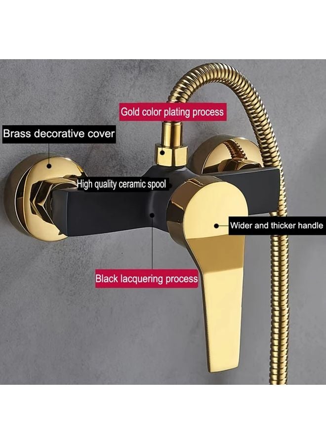 Black Golden Modern Metal Shower System Adjustable Diverter Wall Mounted No Electricity Needed Durable Home Spa - Image 3