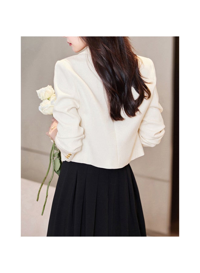 Women's Spring/autumn Short Blazer Jacket - Peaked Lapel Long Sleeve Office Suit Jacket For Petite Women (height-effect) - Image 5