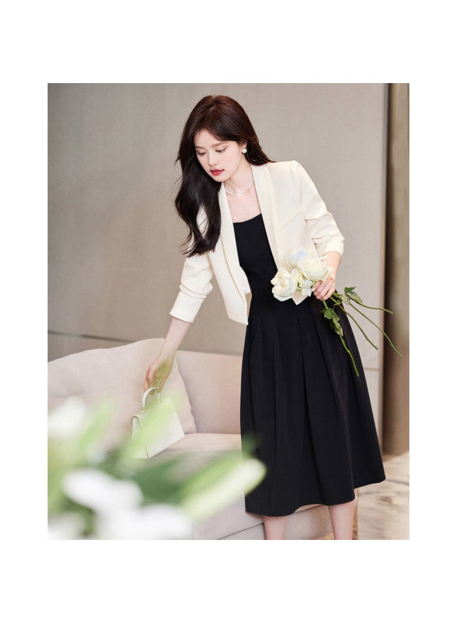 Women's Spring/autumn Short Blazer Jacket - Peaked Lapel Long Sleeve Office Suit Jacket For Petite Women (height-effect) - Image 2