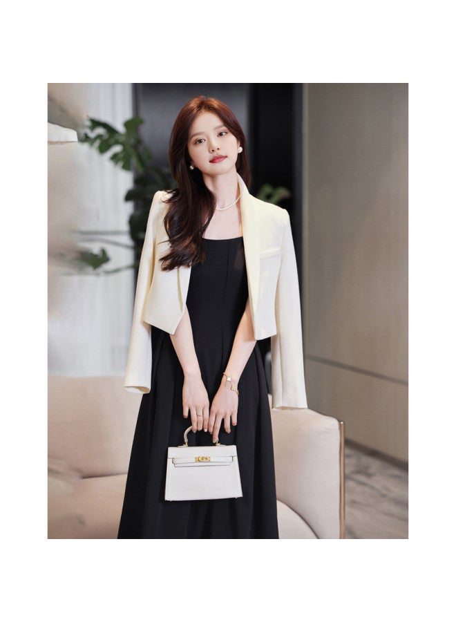 Women's Spring/autumn Short Blazer Jacket - Peaked Lapel Long Sleeve Office Suit Jacket For Petite Women (height-effect) - Image 3