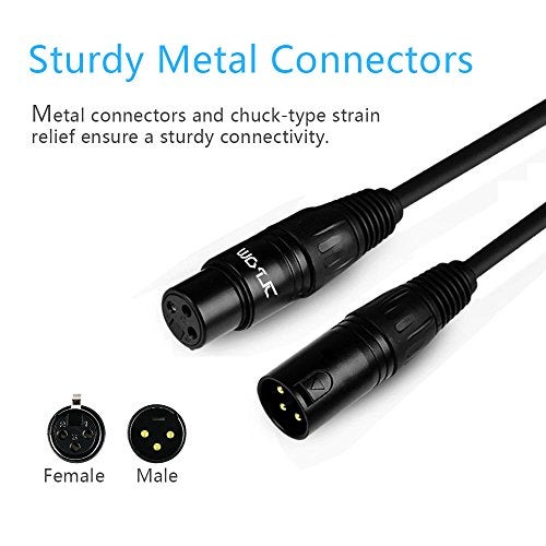 JLPOW 25 ft Flexible DMX Cable, JLPOW Gold-Plated 3 Pin Signal XLR Male to Female DMX Cable Wire, Best for DJ Stage Lighting Moving Head Lights Par Light (2 Pack) - Image 4