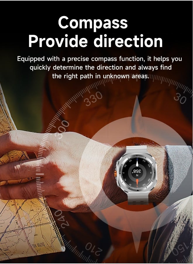 Topleo New Arrival Z7 Ultra Smart Watch,Compass Smart Watch For Outdoor Sport,Bluetooth Call,Heart Rate Fitness Monitor,Wireless Charging,Message Reminder,Sport Watch For Men And Woman,Water Proof,Gesture Control,Multifunctional,With 2 Bands  - Image 3