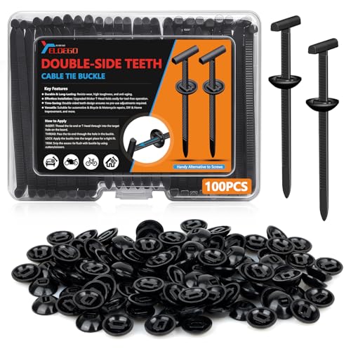ELOEGO Universal Car Cable Tie Buckles Upgrade DoubleSided Teeth Nylon PA66 Zip Tie Clips for Car Fender Engine Cover Mudguard Fastener Automotive Replacement Screw Rivets Fixing100Pcs - Image 1
