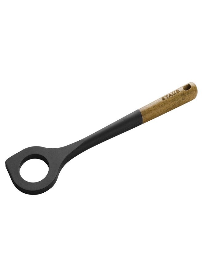 STAUB Risotto Spoon, Cooking Utensil, Perfect for Stirring and Serving Risotto, Durable BPA-Free Matte Black Silicone, Acacia Wood Handles, Safe for Nonstick Cooking Surfaces - Image 1