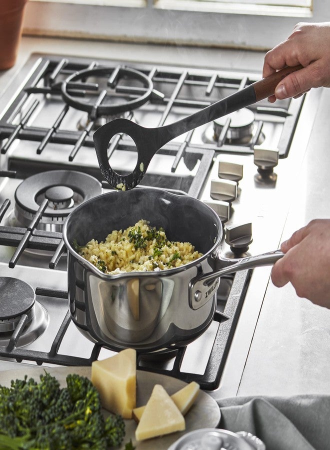 STAUB Risotto Spoon, Cooking Utensil, Perfect for Stirring and Serving Risotto, Durable BPA-Free Matte Black Silicone, Acacia Wood Handles, Safe for Nonstick Cooking Surfaces - Image 2