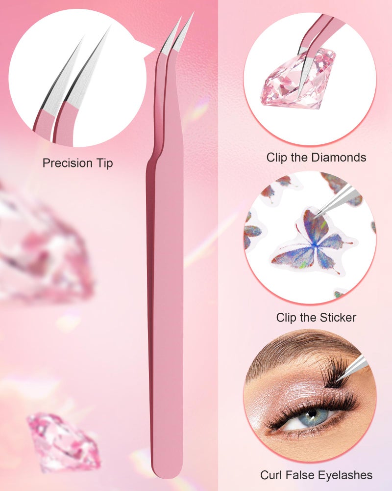 Rolybag Rhinestone Picker Tool, Rhinestone Applicator Tool Dotting Wax Pen Dual-Ended with 4 PCS Replaceable Wax Tips and 1 Tweezers for DIY Nail Art Tool (Pink) - Image 5