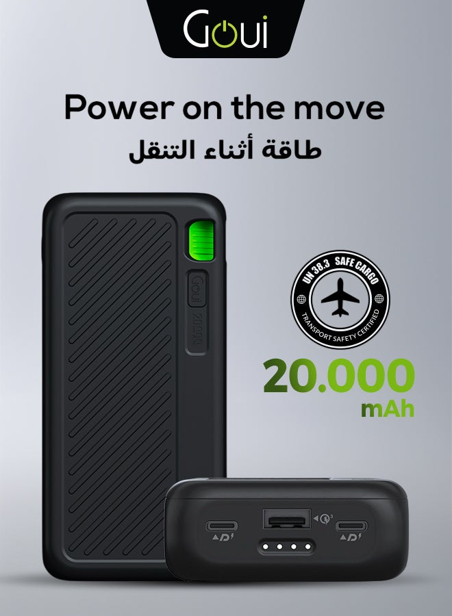 Goui 20000 mAh Singi Power Bank – High-Capacity Portable Charger for Smartphones, Tablets, and More | Charge Multiple Devices Simultaneously | Compact, Convenient, and Travel-Friendly - Black - Image 1