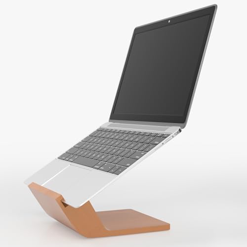 NAMAII Wooden Laptop Stand, Ergonomic Computer Stand for Desk, Portable Laptop Riser, Notebook Stand Holder Compatible with MacBook Pro/Air, Dell, HP, Lenovo and All Laptops (10-17 inch), Wood - Image 1