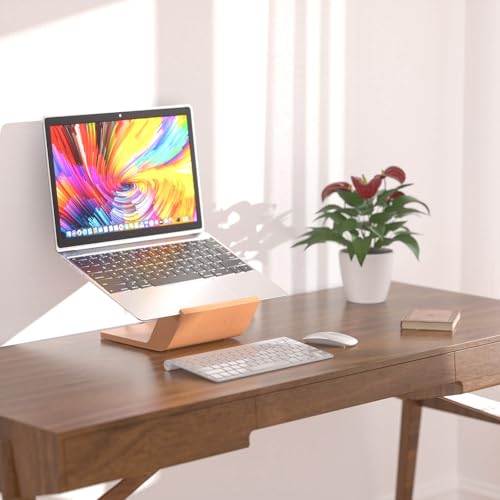 NAMAII Wooden Laptop Stand, Ergonomic Computer Stand for Desk, Portable Laptop Riser, Notebook Stand Holder Compatible with MacBook Pro/Air, Dell, HP, Lenovo and All Laptops (10-17 inch), Wood - Image 5