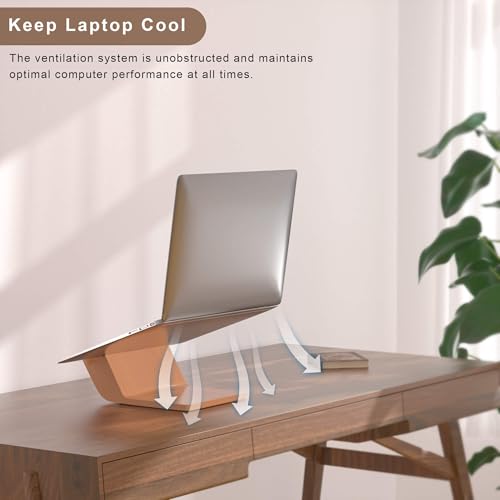 NAMAII Wooden Laptop Stand, Ergonomic Computer Stand for Desk, Portable Laptop Riser, Notebook Stand Holder Compatible with MacBook Pro/Air, Dell, HP, Lenovo and All Laptops (10-17 inch), Wood - Image 3