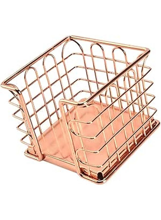 Rose Gold Metal Desktop Organizer with Pen Holder and Business Card Storage - Image 1