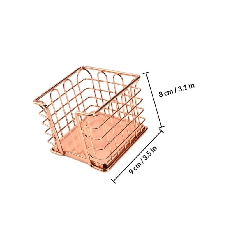 Rose Gold Metal Desktop Organizer with Pen Holder and Business Card Storage - Image 3