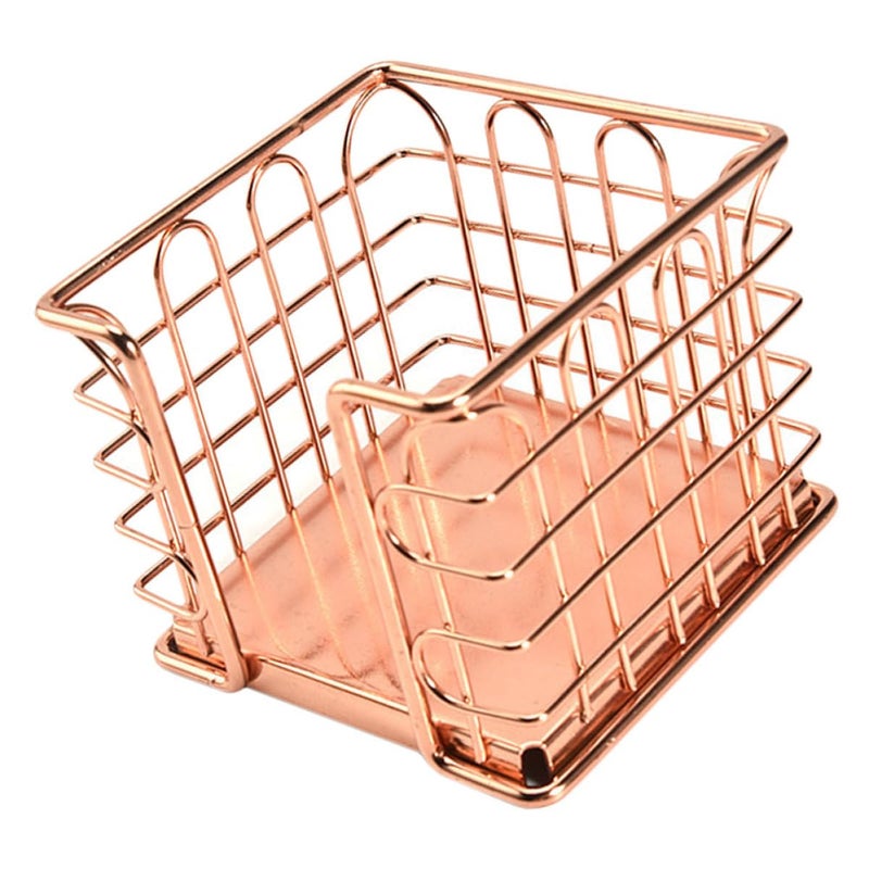 Rose Gold Metal Desktop Organizer with Pen Holder and Business Card Storage - Image 2