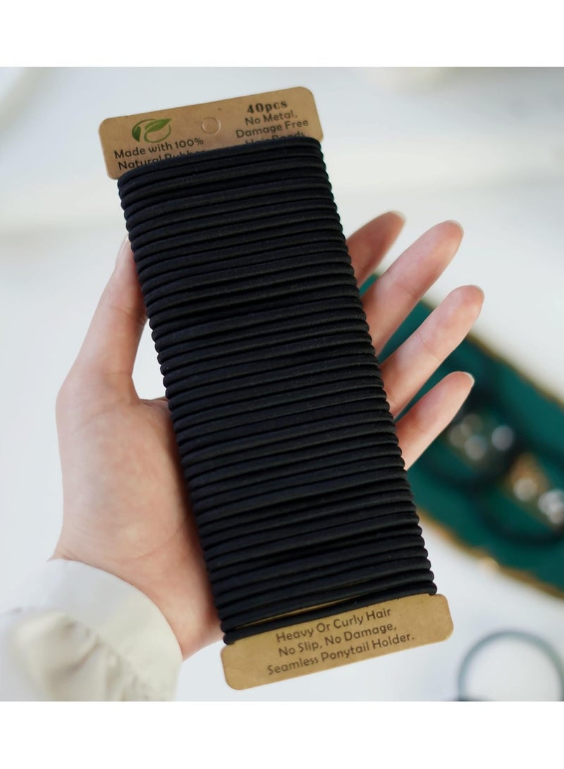 STAR BEJA 4mm Thick Elastic Bobbles No Damage 40pc Black Ties Elastics Tie Ponytail Holders For Women and girls - Image 5