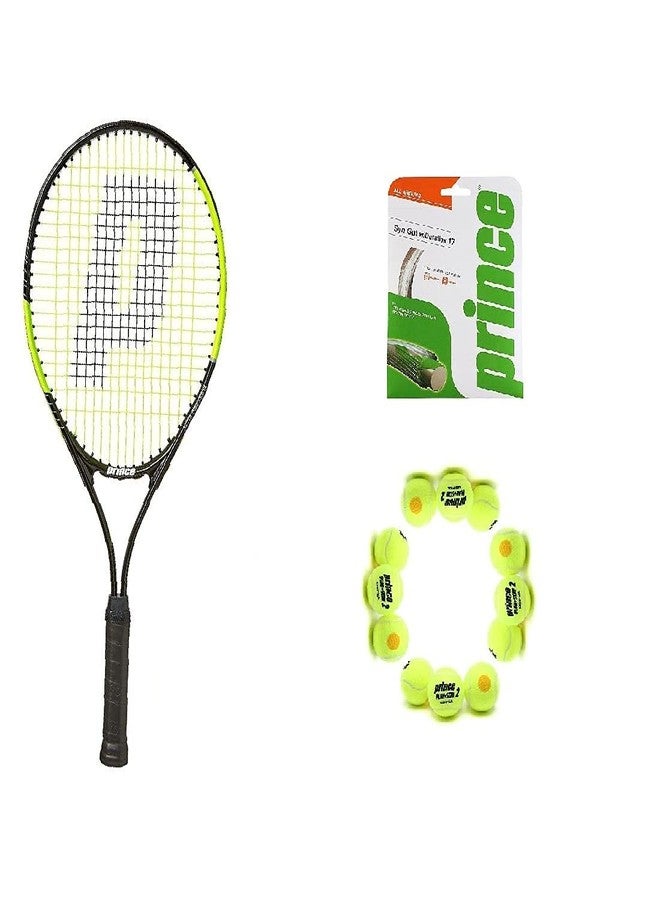 Prince tennis racket Thunder 26 with Prince-Stage 2-Orange-Std tennis ball 1 DOZ and Synthetic Gut with Duraflex 17 - Image 1